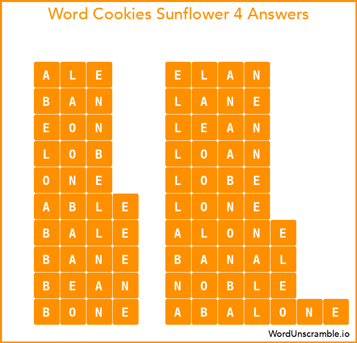 Word Cookies Sunflower 4 Answers