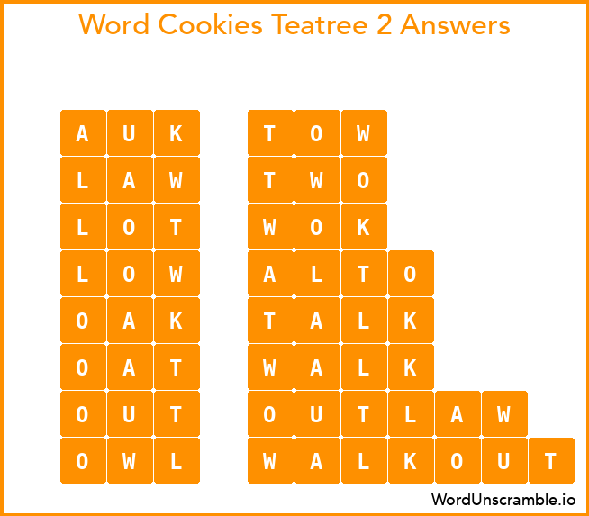 Word Cookies Teatree 2 Answers