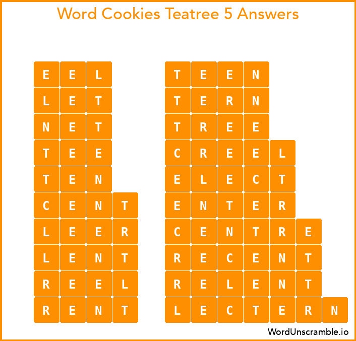 Word Cookies Teatree 5 Answers