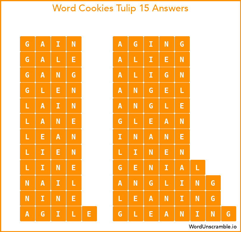 Word Cookies Tulip 15 Answers