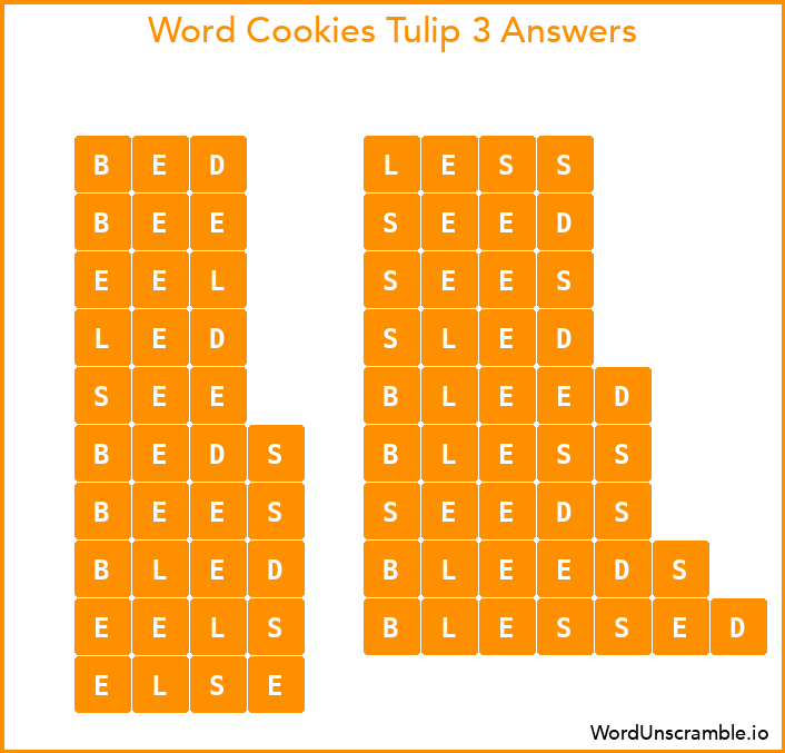 Word Cookies Tulip 3 Answers