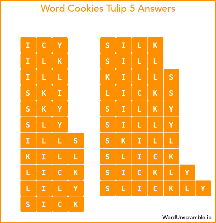 Word Cookies Tulip 5 Answers