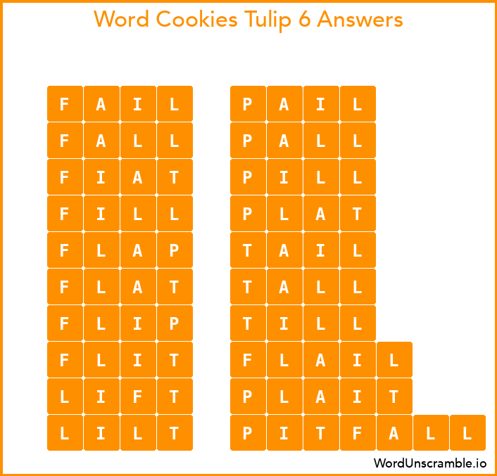 Word Cookies Tulip 6 Answers