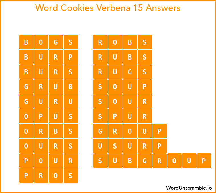 Word Cookies Verbena 15 Answers