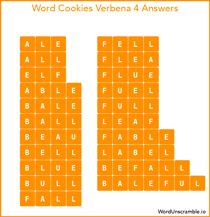 Word Cookies Verbena 4 Answers