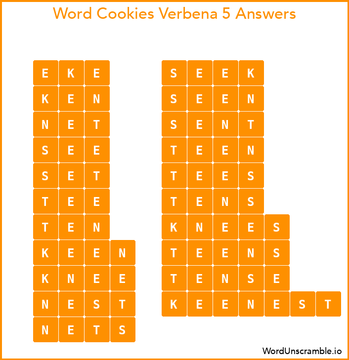 Word Cookies Verbena 5 Answers