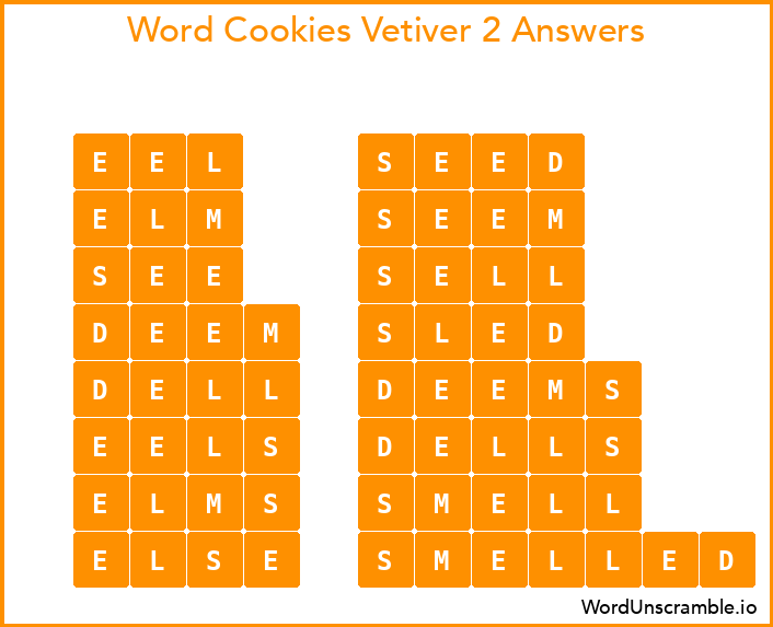 Word Cookies Vetiver 2 Answers