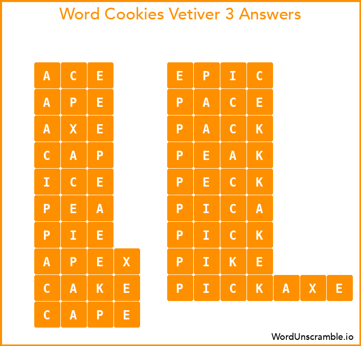 Word Cookies Vetiver 3 Answers