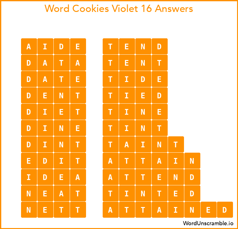 Word Cookies Violet 16 Answers