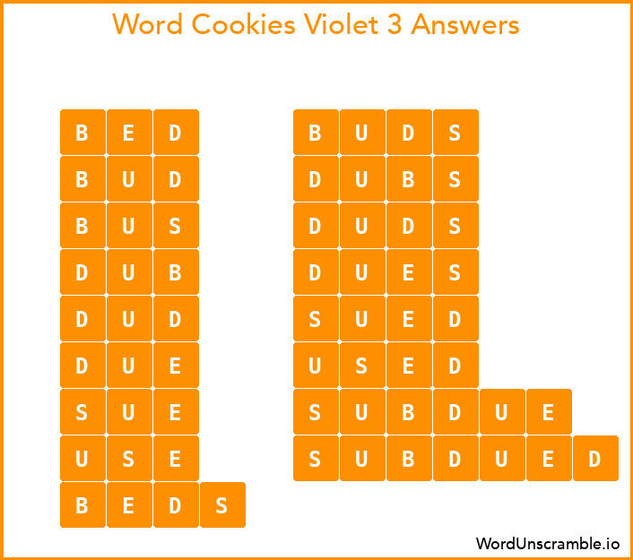 Word Cookies Violet 3 Answers