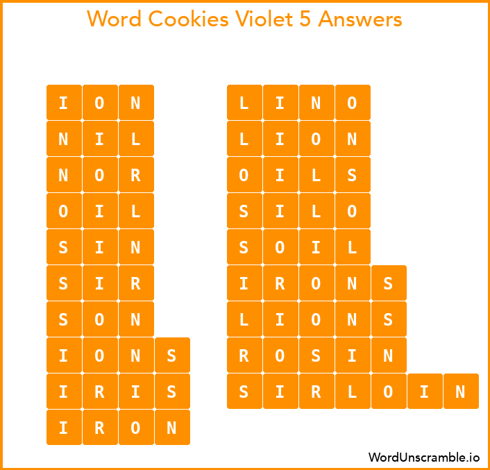 Word Cookies Violet 5 Answers