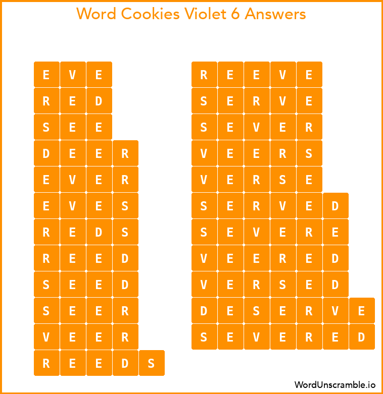Word Cookies Violet 6 Answers