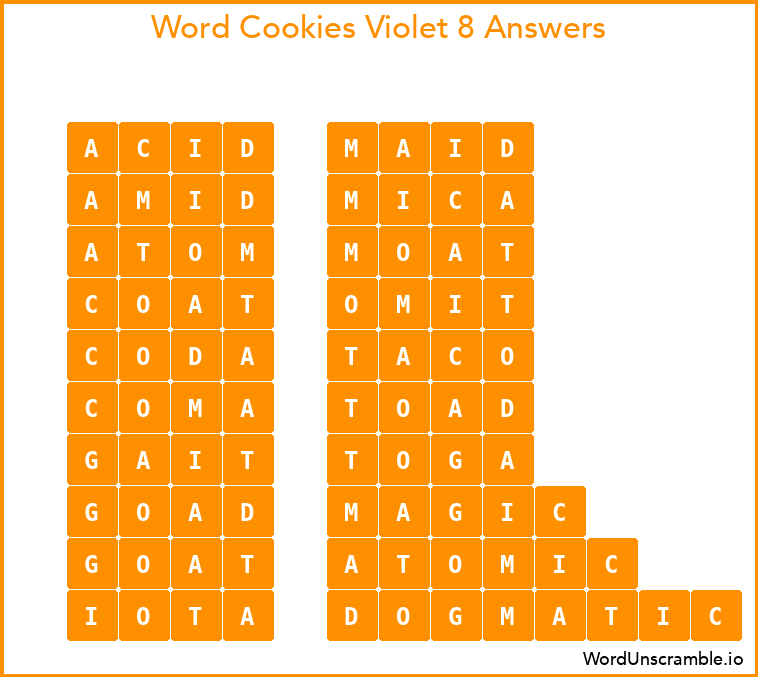 Word Cookies Violet 8 Answers