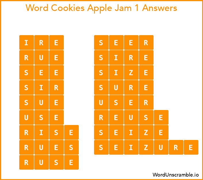 Word Cookies Apple Jam 1 Answers
