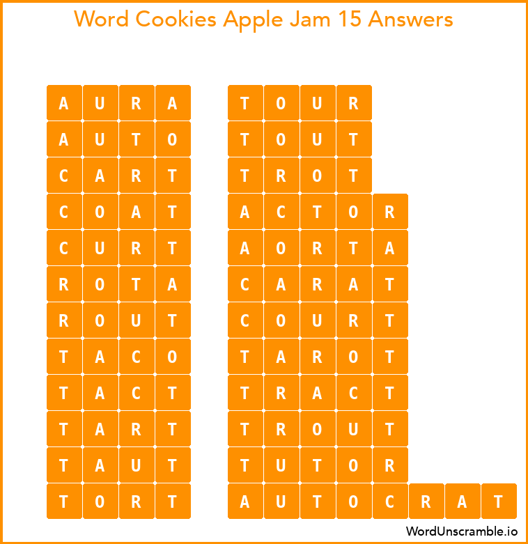 Word Cookies Apple Jam 15 Answers