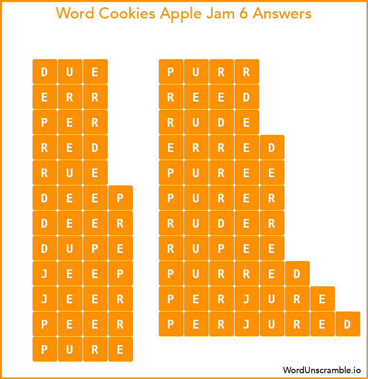 Word Cookies Apple Jam 6 Answers