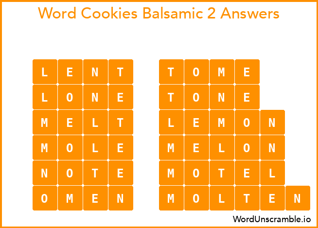 Word Cookies Balsamic 2 Answers
