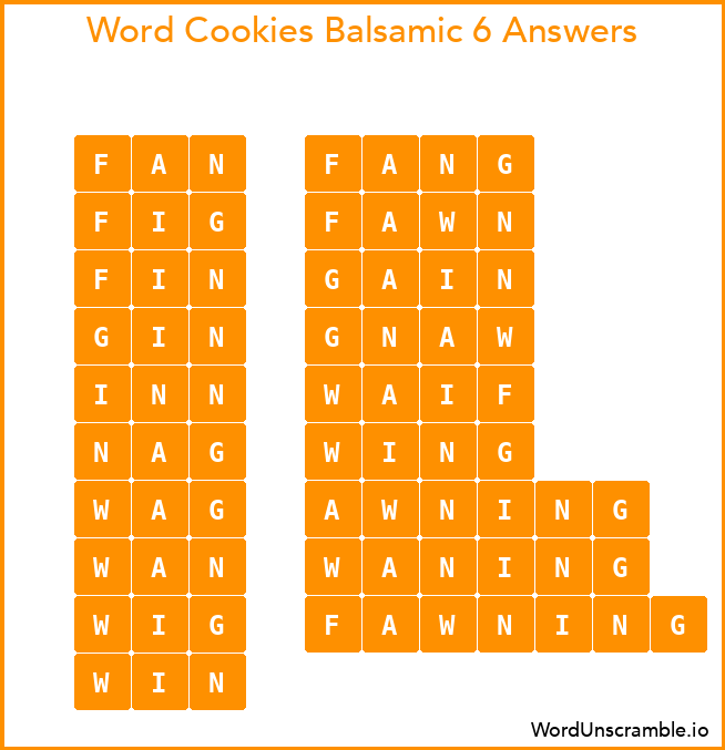Word Cookies Balsamic 6 Answers