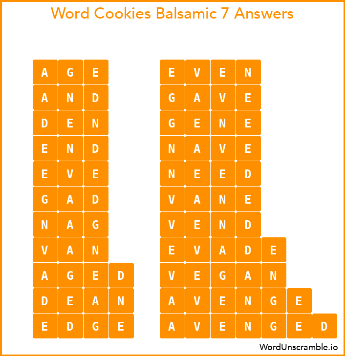 Word Cookies Balsamic 7 Answers