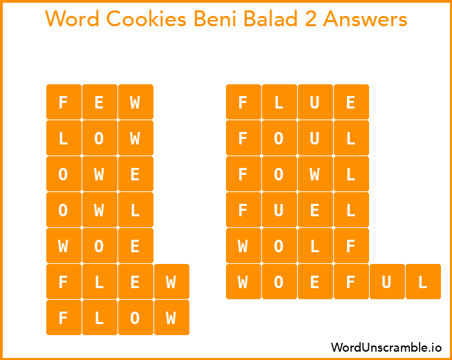 Word Cookies Beni Balad 2 Answers