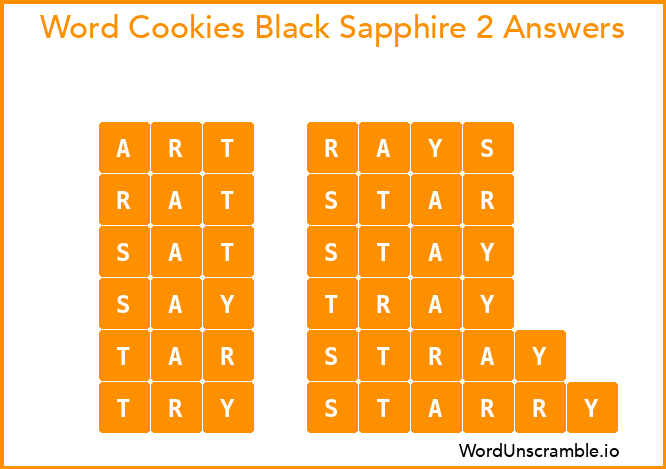 Word Cookies Black Sapphire 2 Answers