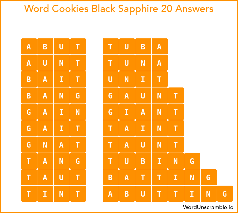Word Cookies Black Sapphire 20 Answers