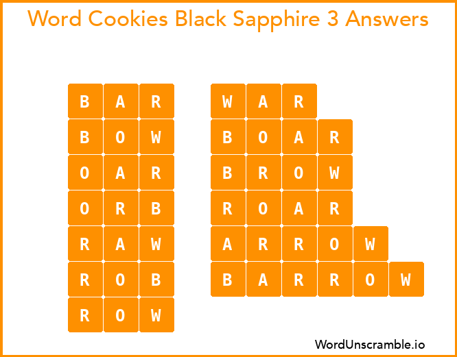 Word Cookies Black Sapphire 3 Answers