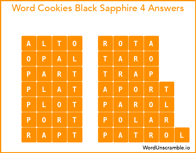 Word Cookies Black Sapphire 4 Answers