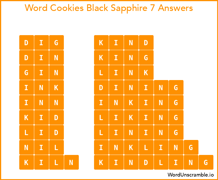 Word Cookies Black Sapphire 7 Answers