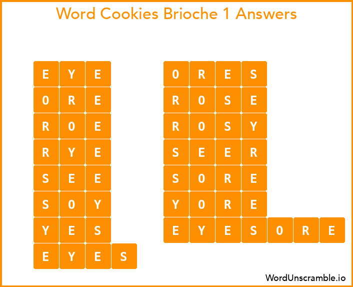 Word Cookies Brioche 1 Answers