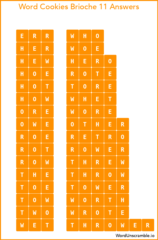 Word Cookies Brioche 11 Answers