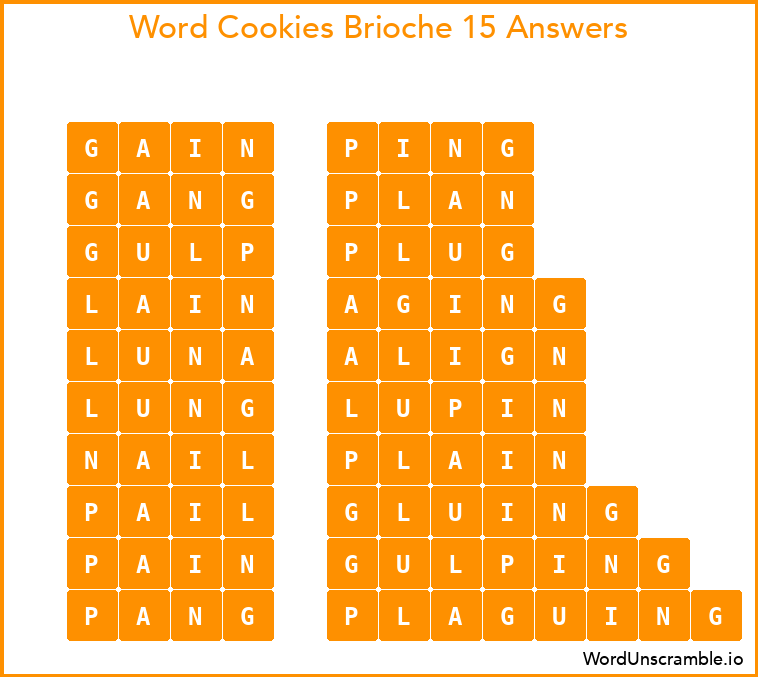 Word Cookies Brioche 15 Answers