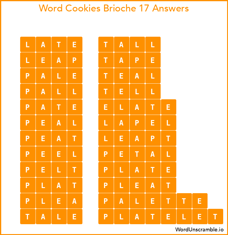 Word Cookies Brioche 17 Answers