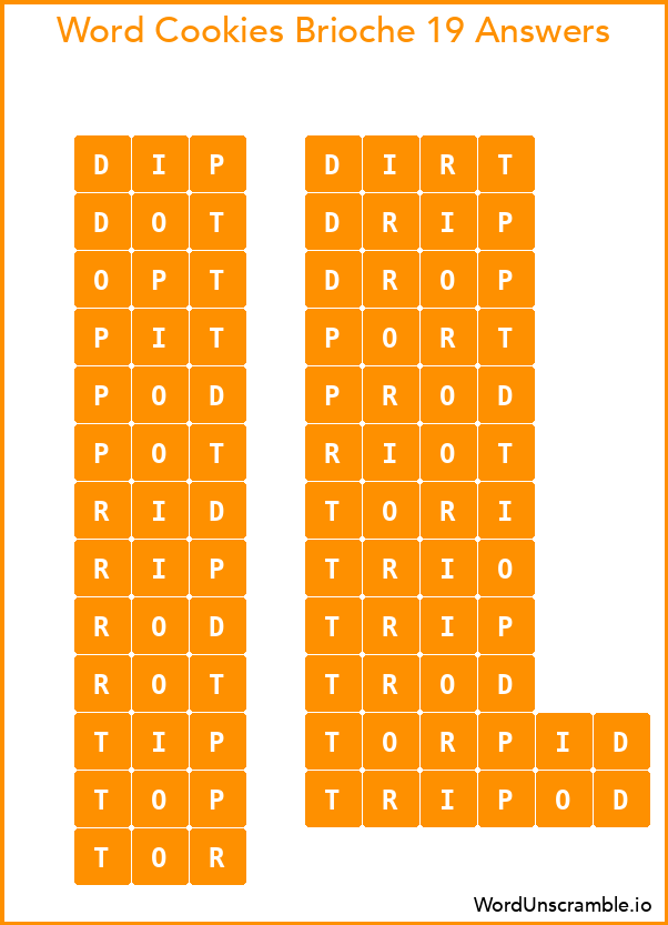 Word Cookies Brioche 19 Answers