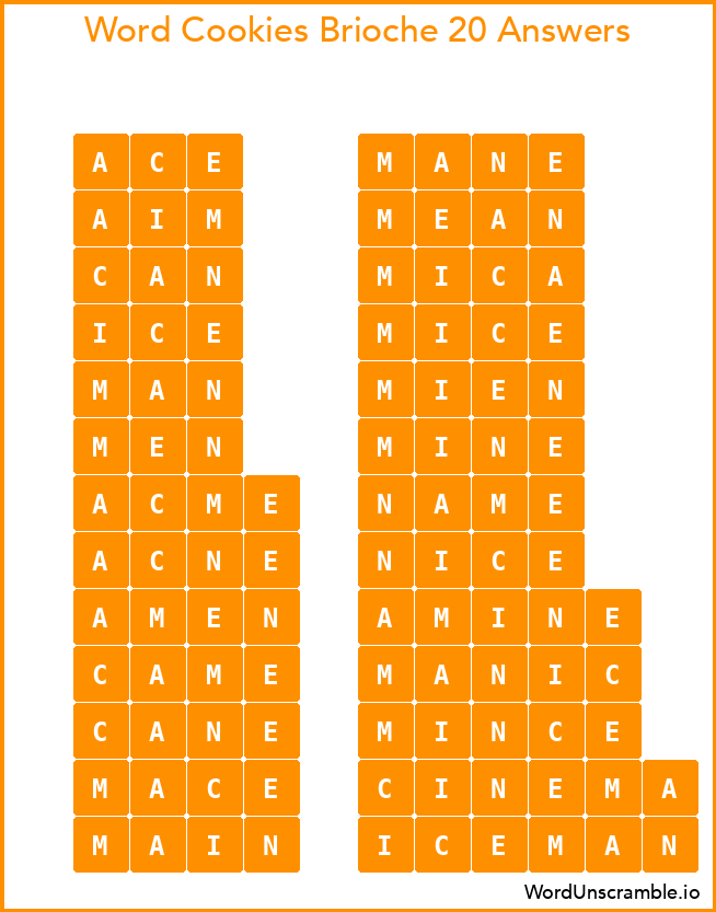 Word Cookies Brioche 20 Answers