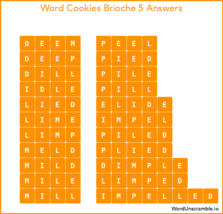 Word Cookies Brioche 5 Answers