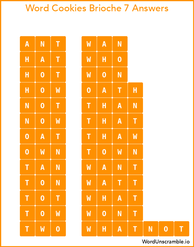 Word Cookies Brioche 7 Answers