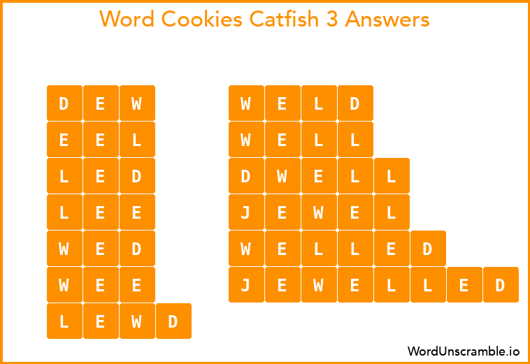 Word Cookies Catfish 3 Answers