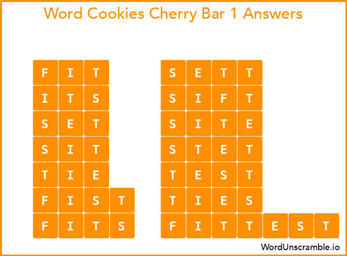Word Cookies Cherry Bar 1 Answers