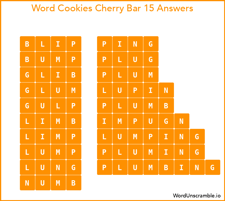 Word Cookies Cherry Bar 15 Answers