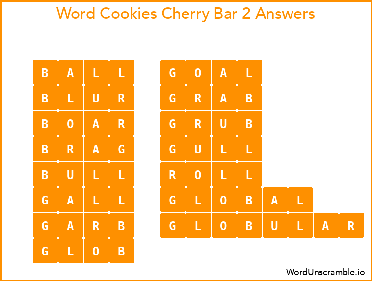 Word Cookies Cherry Bar 2 Answers