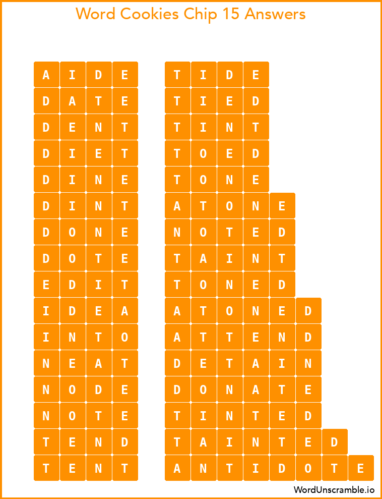 Word Cookies Chip 15 Answers