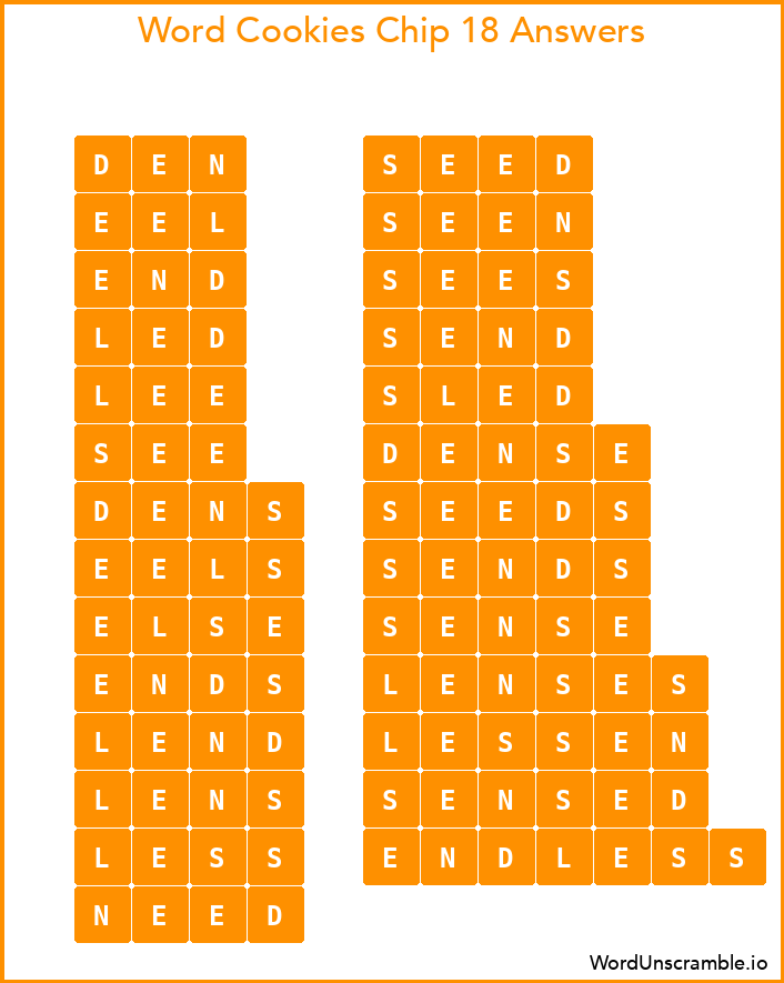 Word Cookies Chip 18 Answers