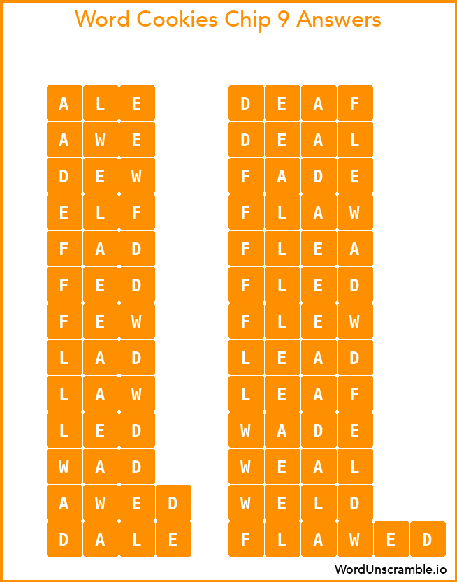 Word Cookies Chip 9 Answers