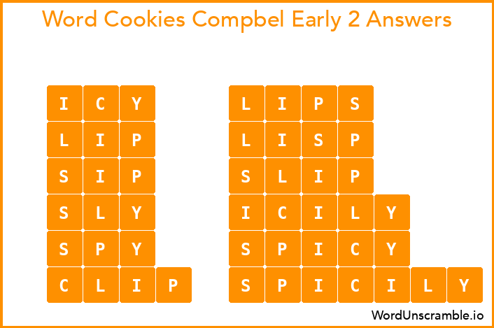 Word Cookies Compbel Early 2 Answers