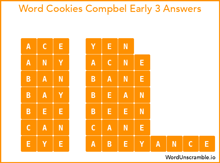 Word Cookies Compbel Early 3 Answers