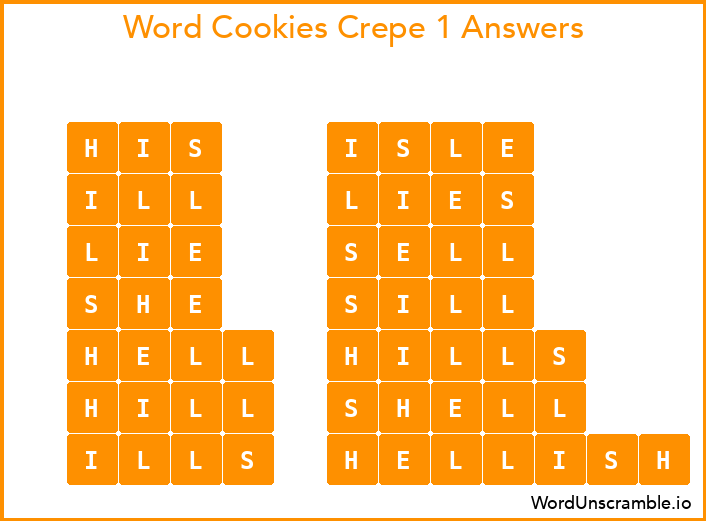 Word Cookies Crepe 1 Answers