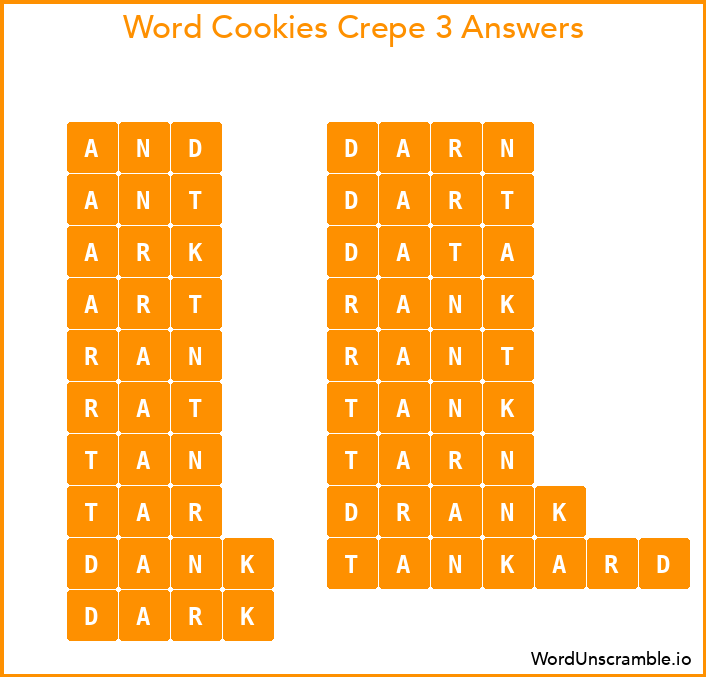 Word Cookies Crepe 3 Answers