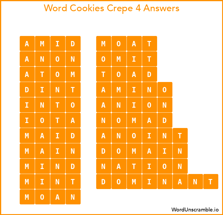 Word Cookies Crepe 4 Answers