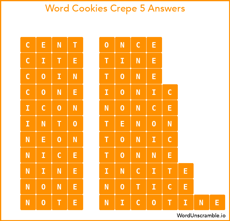 Word Cookies Crepe 5 Answers